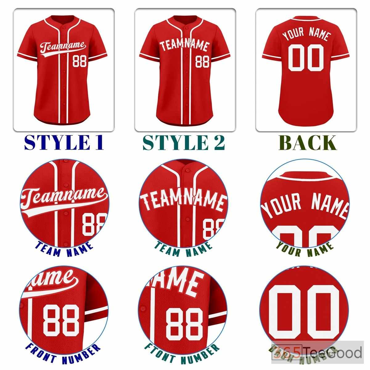 Red Baseball Jersey Tee for Men & Women - Vibrant Sportswear for Custom Looks