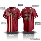 Red Baseball Jersey Tee for Men & Women - Personalized with Your Name & Number