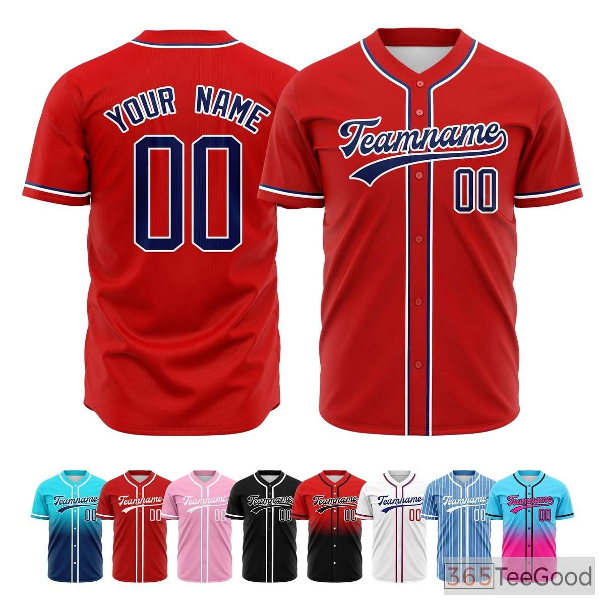 Red Blue Baseball Jersey Tee for Men & Women - A comfortable classic for a sporty, everyday vibe