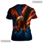 Red Blue USA Bald Eagle American Flag Style 3D Printed Casual Unisex Tee Shirt Apparel