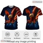 Red Blue USA Bald Eagle American Flag Style 3D Printed Casual Unisex Tee Shirt Apparel