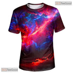 Majestic Red Blue Nebula Space Graphic 3D Printed Casual Unisex T-Shirt Styles
