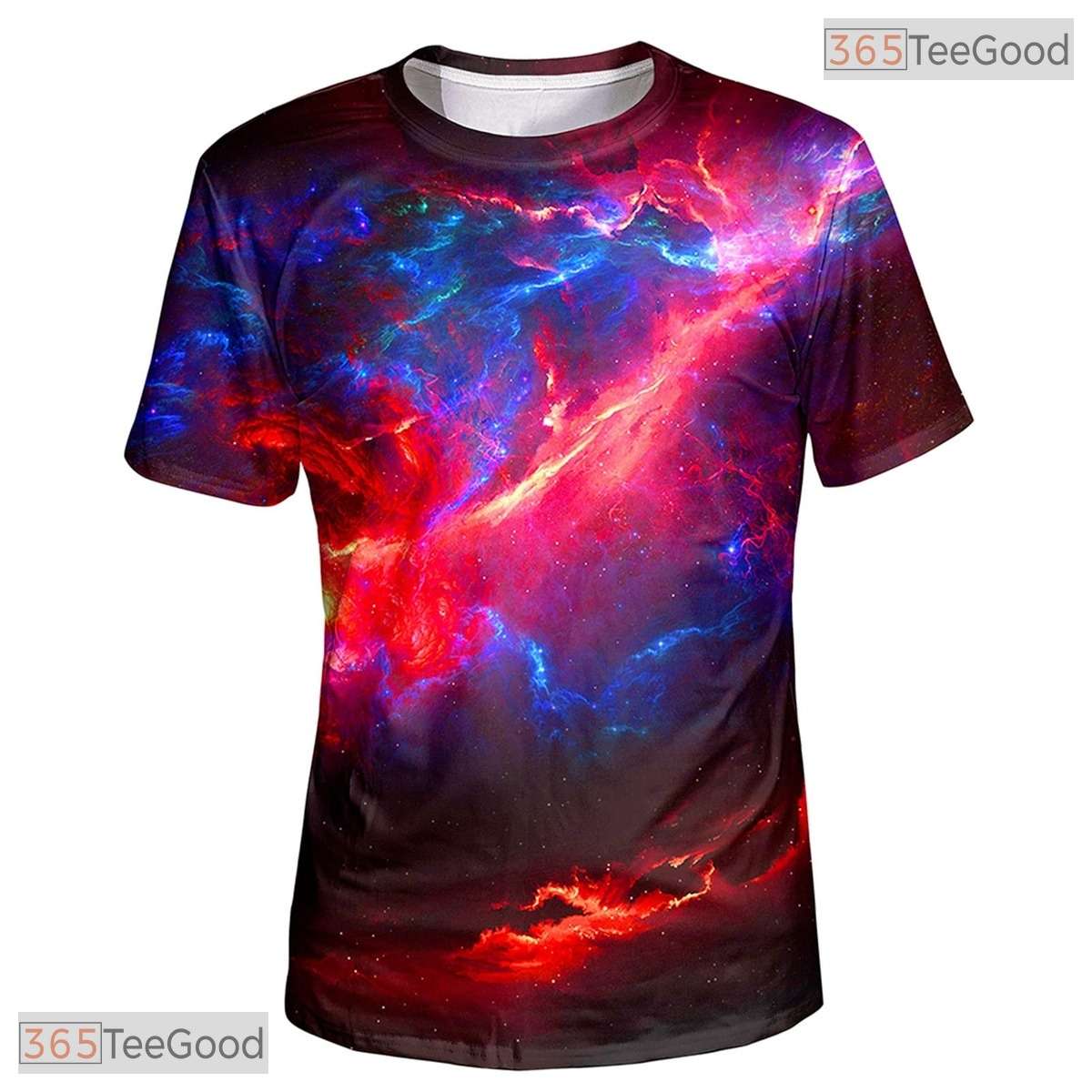 Majestic Red Blue Nebula Space Graphic 3D Printed Casual Unisex T-Shirt Styles