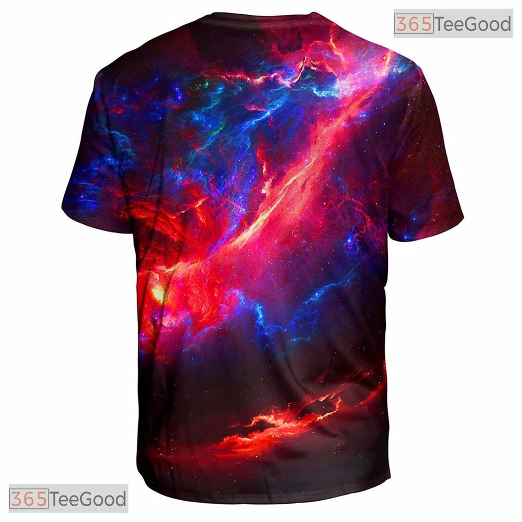 Majestic Red Blue Nebula Space Graphic 3D Printed Casual Unisex T-Shirt Styles