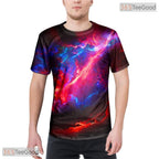 Majestic Red Blue Nebula Space Graphic 3D Printed Casual Unisex T-Shirt Styles