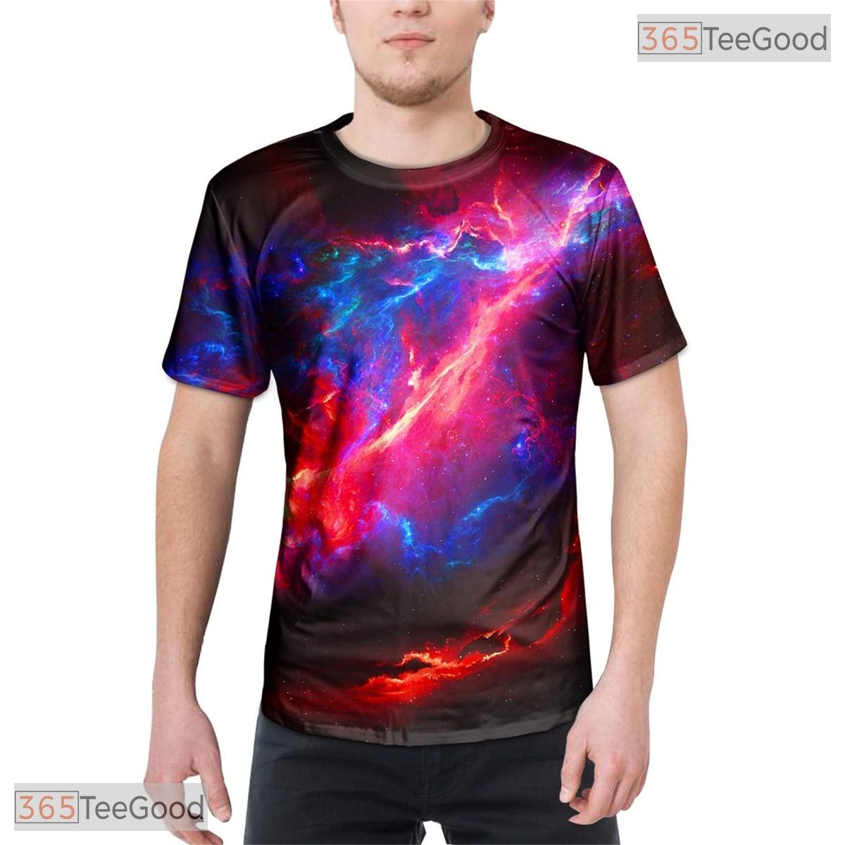 Majestic Red Blue Nebula Space Graphic 3D Printed Casual Unisex T-Shirt Styles
