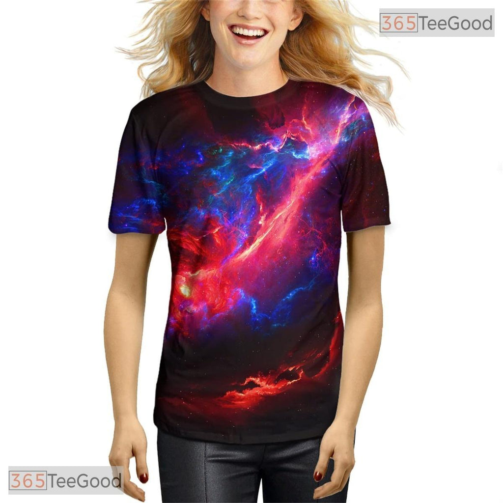 Majestic Red Blue Nebula Space Graphic 3D Printed Casual Unisex T-Shirt Styles