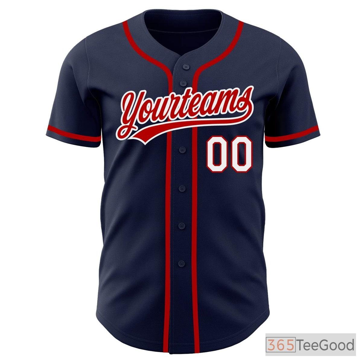 Red, Blue & Navy Baseball Jersey Tee for Men & Women - Personalize for Your Team