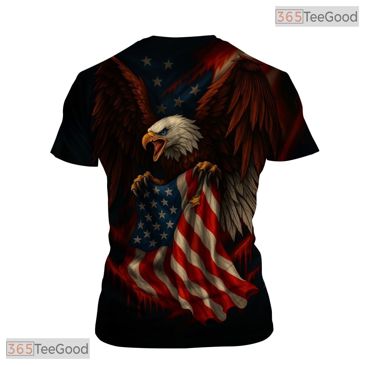 Red Brown USA Bald Eagle American Flag Style 3D Printed Casual Unisex T-Shirt Apparel