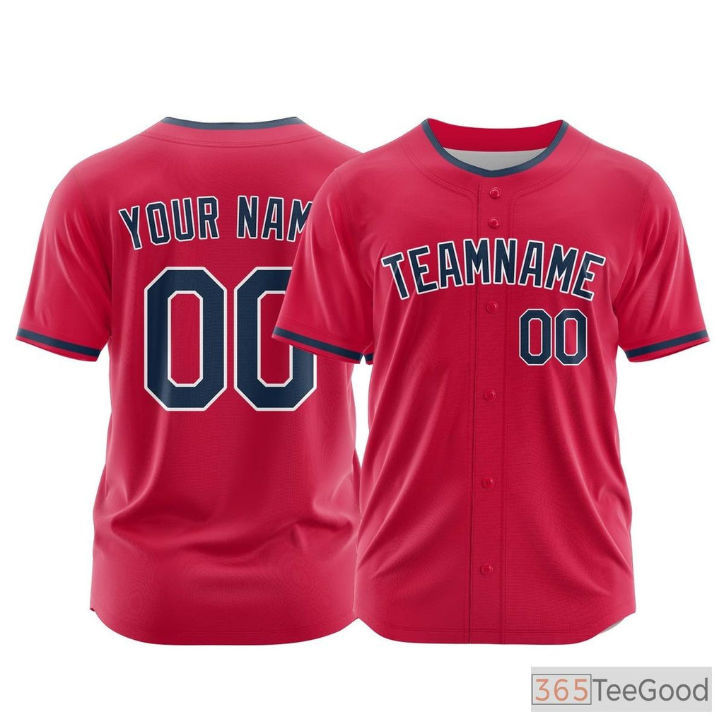Red Custom Baseball Jersey Tee Personalized Stitched Team Name Number for Adults