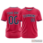 Red Custom Baseball Jersey Tee Personalized Stitched Team Name Number for Adults