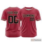 Red Custom Baseball Jersey Tee, Personalized for Men Women with Printed or Stitched Team Name & Number