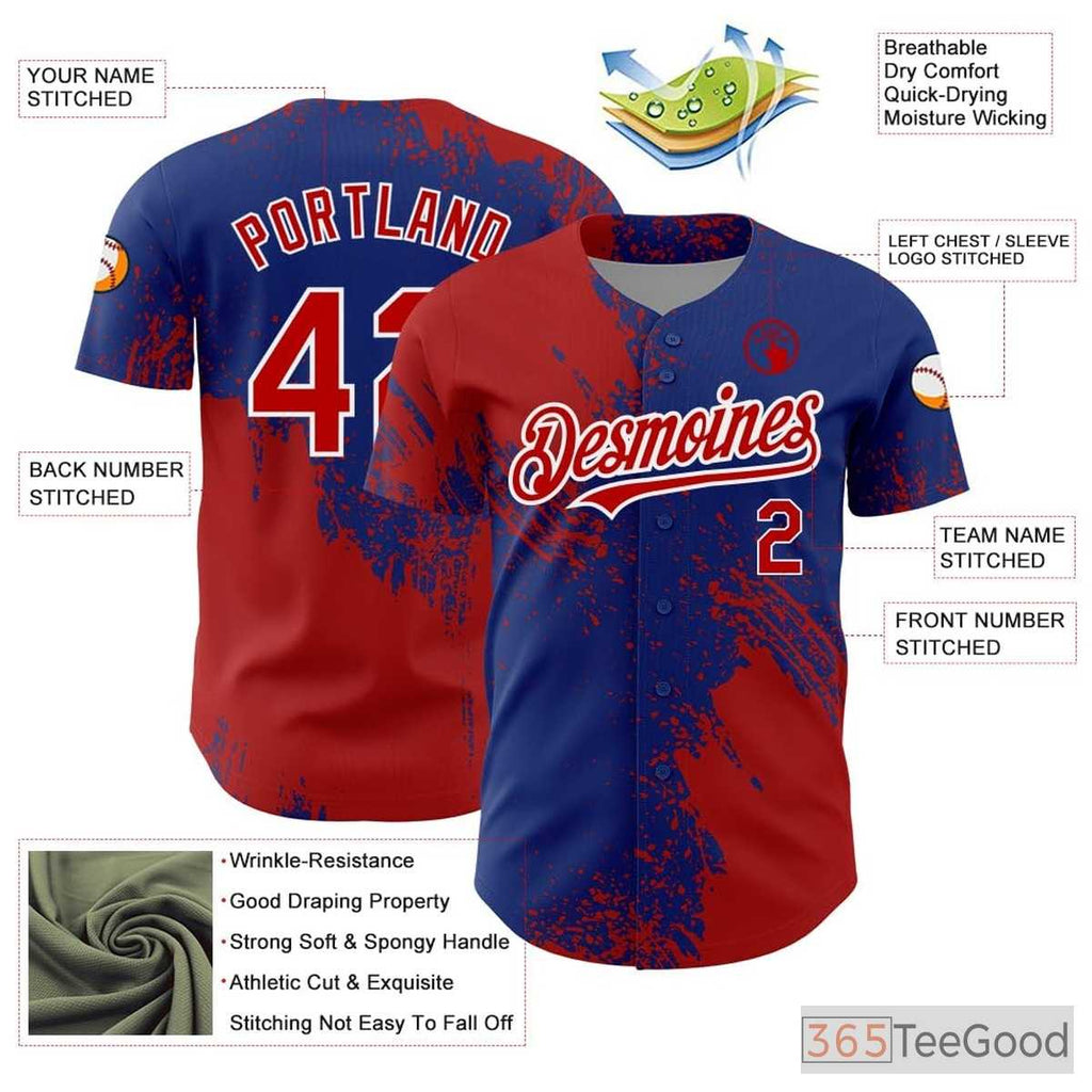Red Custom Baseball Jersey Tee - Personalized Stitched Name & Number for Men & Women