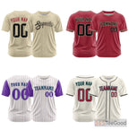 Red Custom Baseball Jersey Tee, Personalized for Men Women with Printed or Stitched Team Name & Number