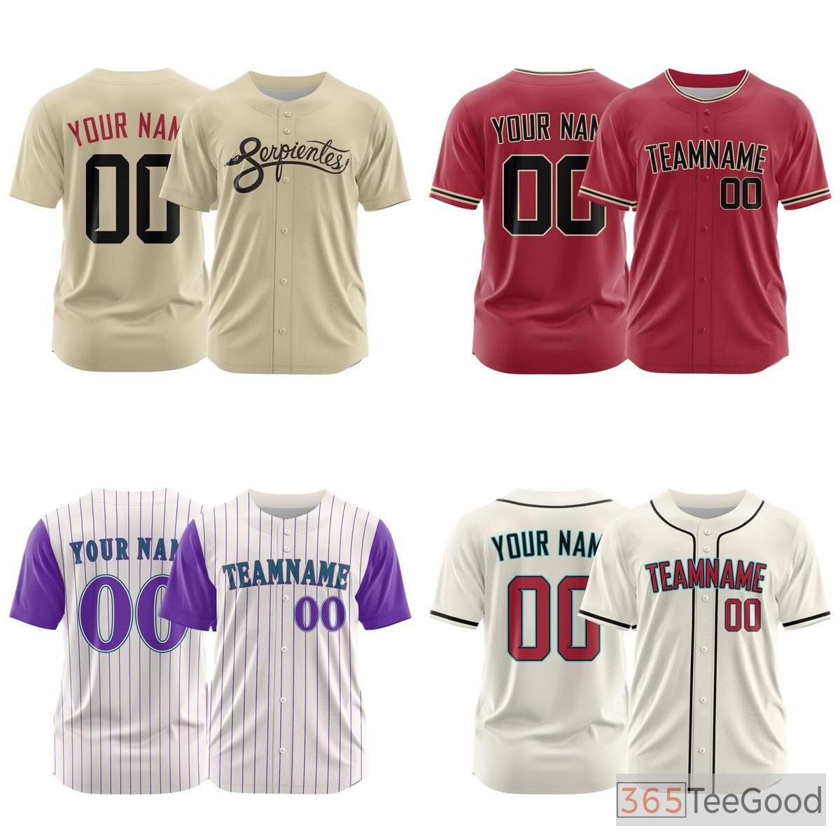 Red Custom Baseball Jersey Tee, Personalized for Men Women with Printed or Stitched Team Name & Number