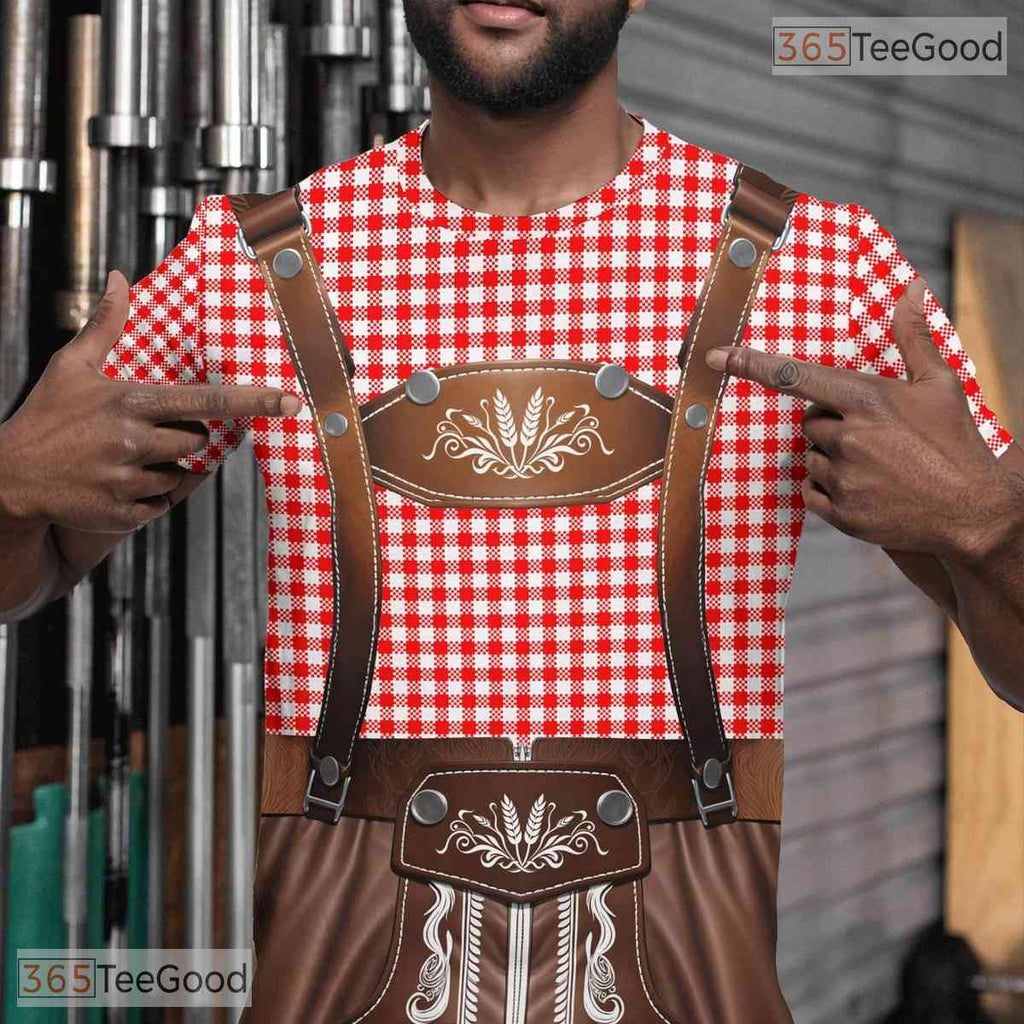 Red Oktoberfest Beer Novelty Costume Graphic 3D Printed Casual Unisex Tee Shirt