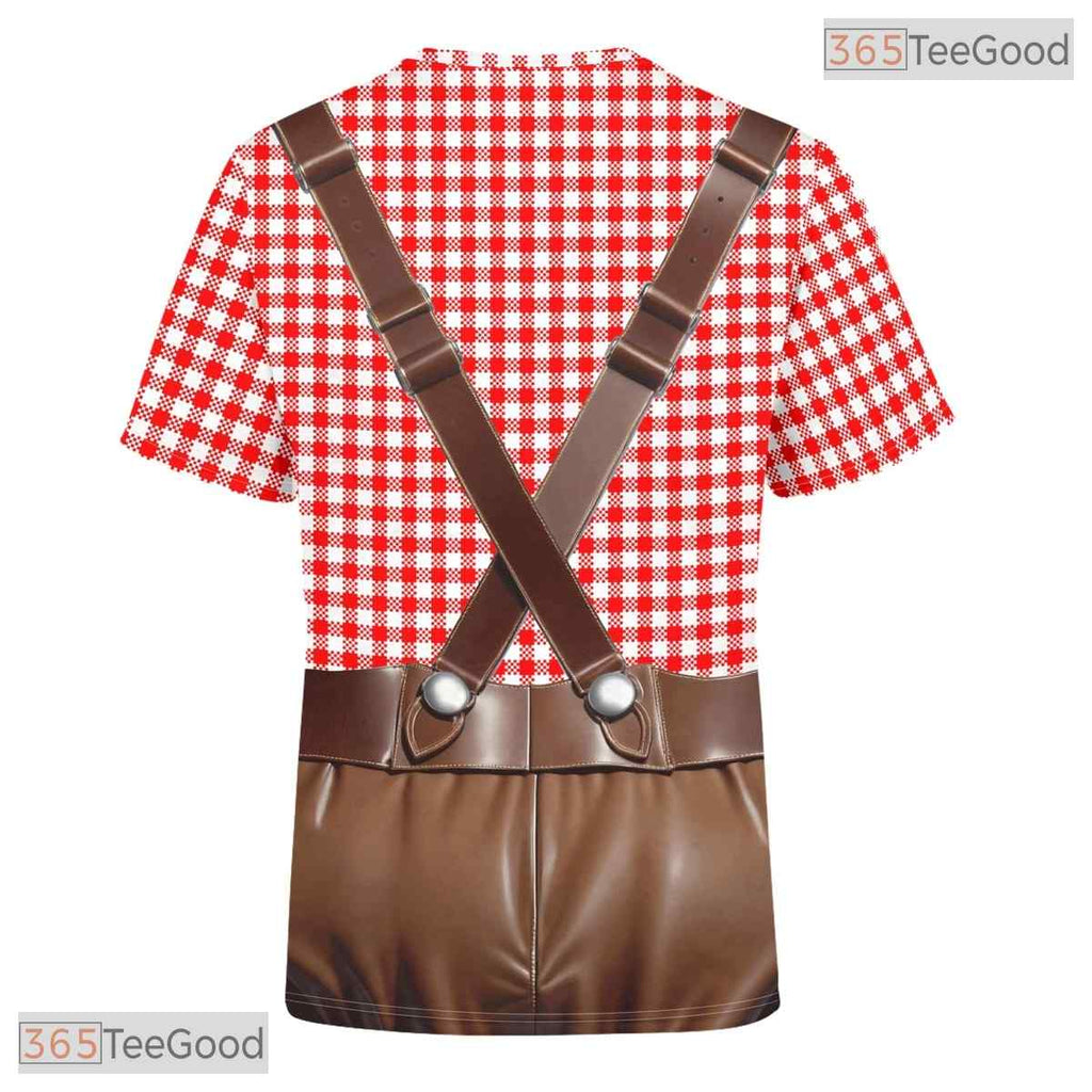 Red Oktoberfest Beer Novelty Costume Graphic 3D Printed Casual Unisex Tee Shirt