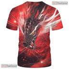 Red Mythical Dragon Funny Graphic Novelty 3D Printed Casual Unisex T-Shirt Tops