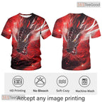 Red Mythical Dragon Funny Graphic Novelty 3D Printed Casual Unisex T-Shirt Tops