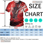 Red Mythical Dragon Funny Graphic Novelty 3D Printed Casual Unisex T-Shirt Tops
