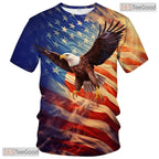 Red USA Bald Eagle American Flag Design 3D Graphic Printed Casual Unisex Apparel