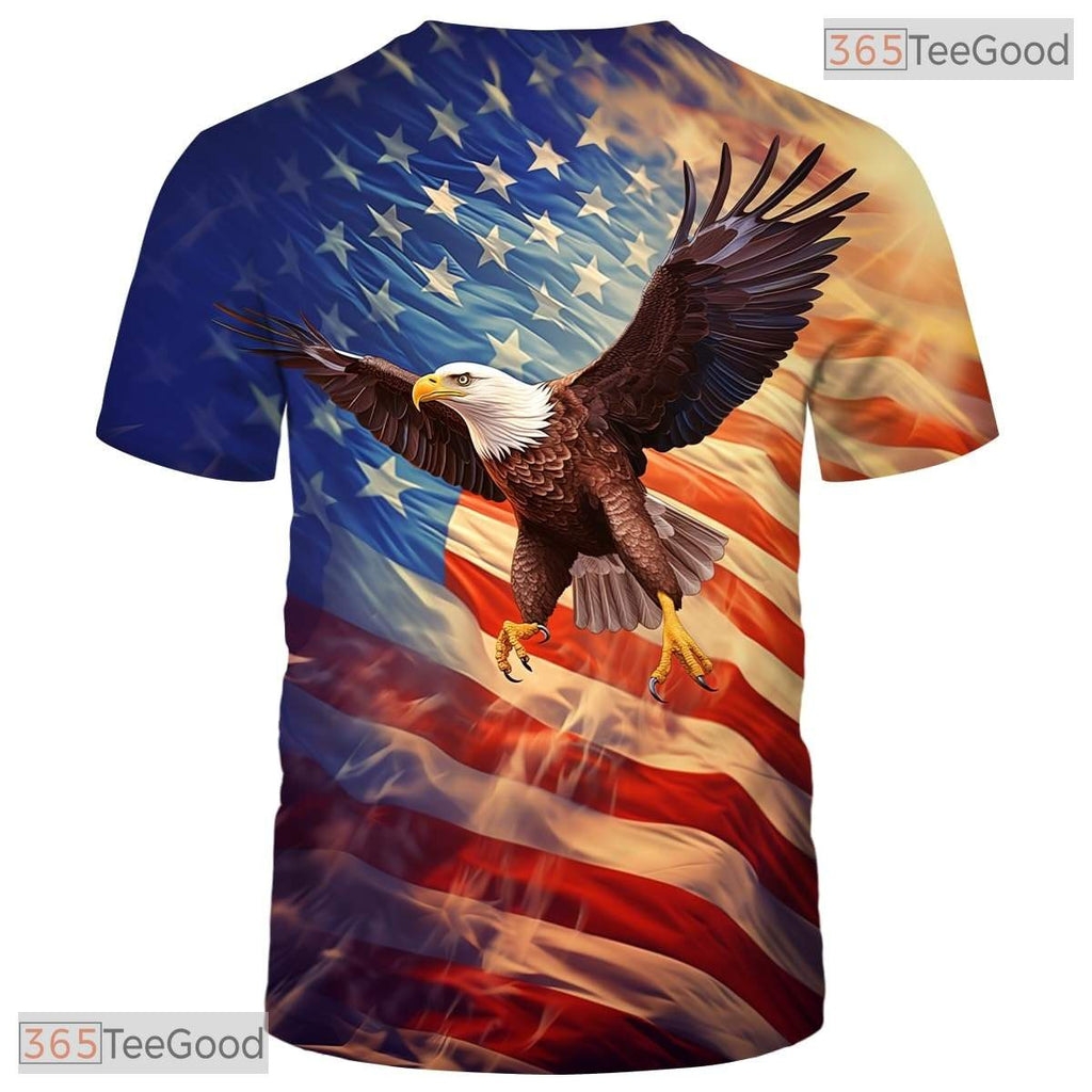 Red USA Bald Eagle American Flag Design 3D Graphic Printed Casual Unisex Apparel