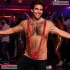 Red Hairy Chest Fake Abs Costume Novelty 3D Graphic Printed Casual Unisex Tee Shirt