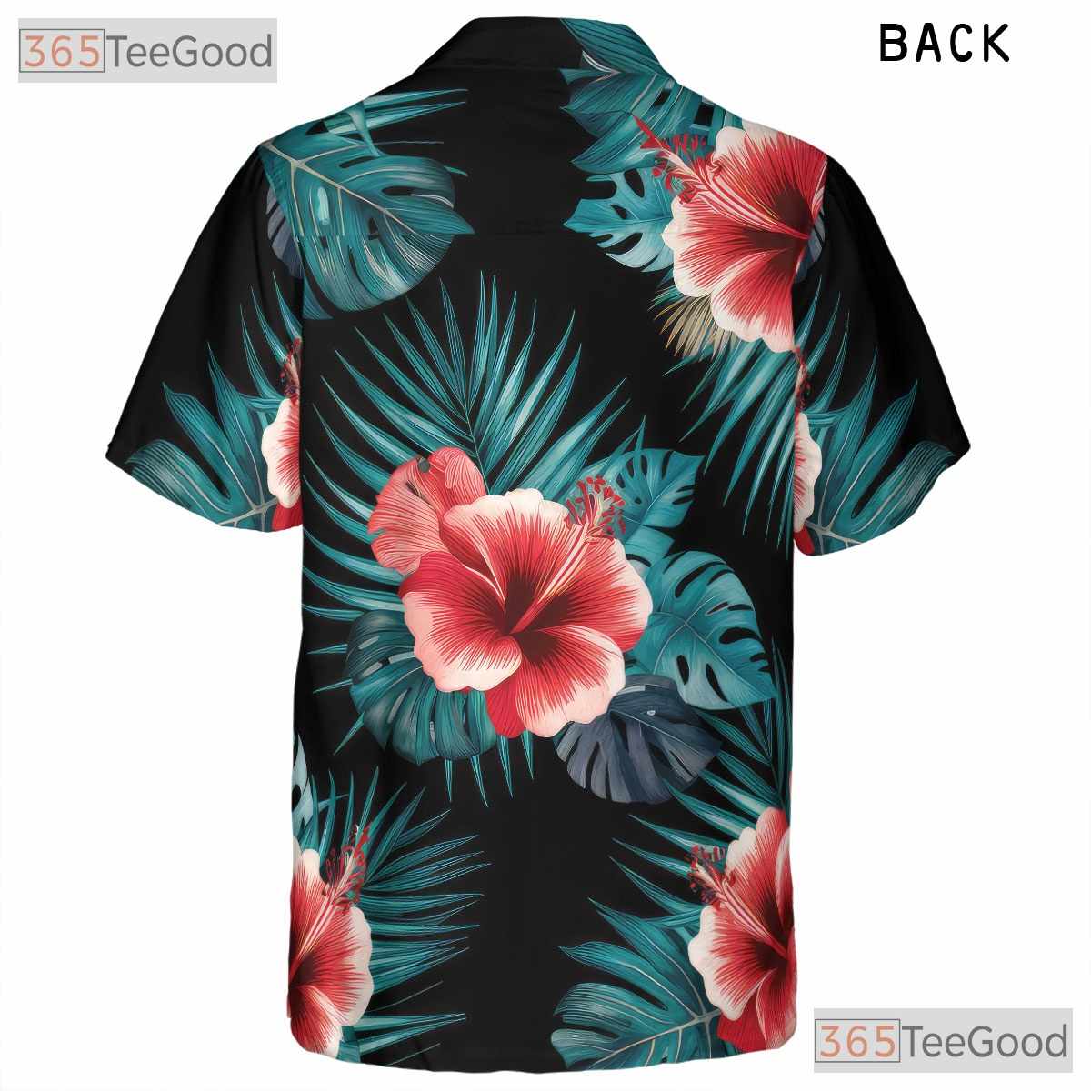Red Hibiscus Floral Print Aloha Beach Hawaiian Shirt Unisex Vacation Top Tee