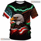 Red Star Stripe American USA Flag Patriot Eagle 3D Graphic Casual Unisex Tee