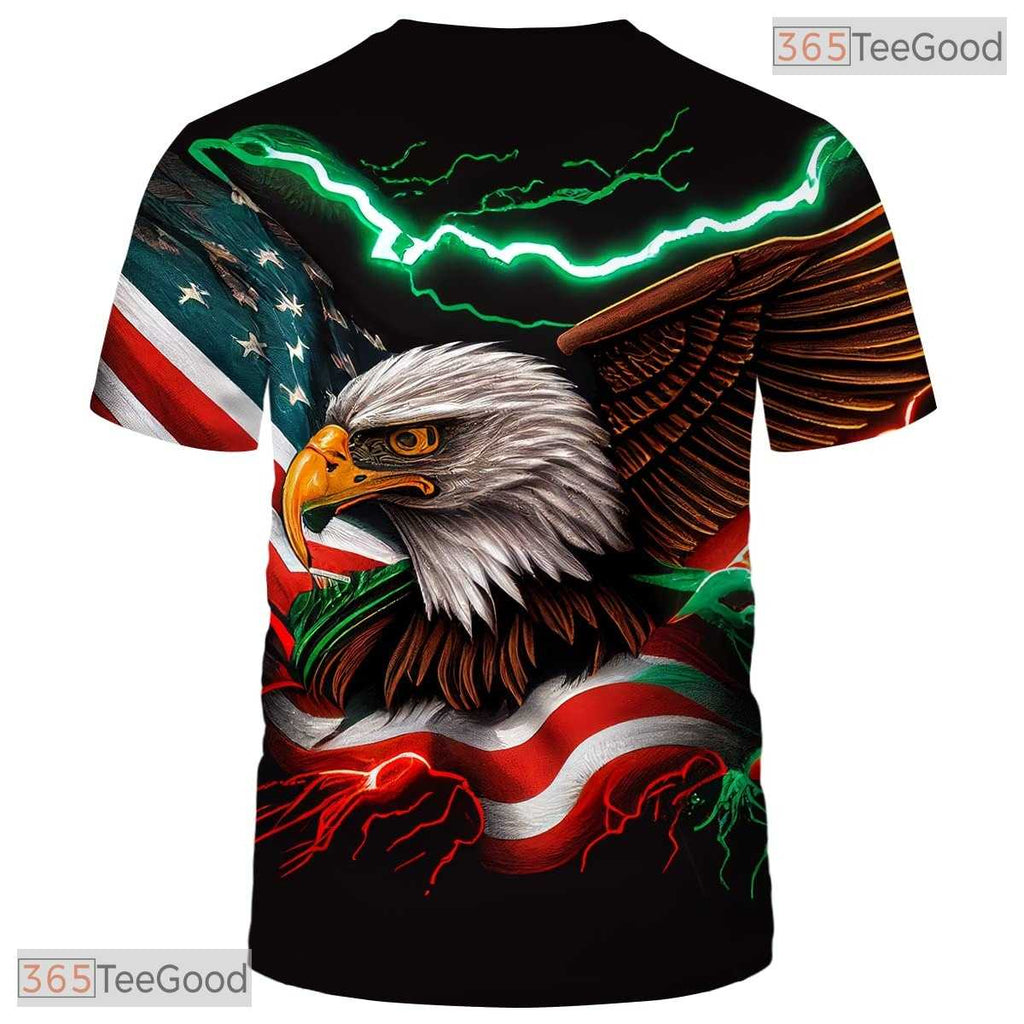 Red Star Stripe American USA Flag Patriot Eagle 3D Graphic Casual Unisex Tee