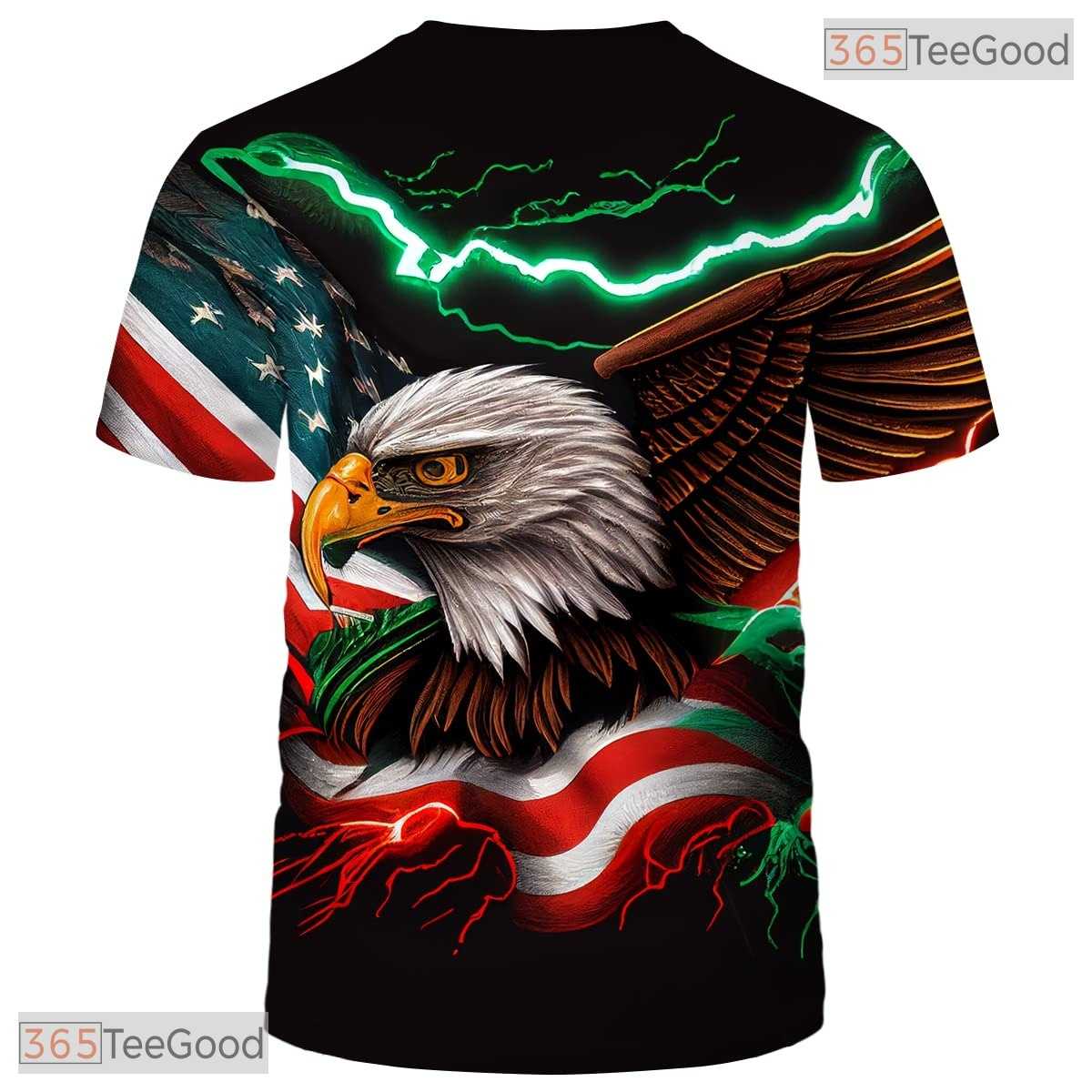 Red Star Stripe American USA Flag Patriot Eagle 3D Graphic Casual Unisex Tee