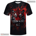 Fierce Red Tiger American Flag Eagle 3D Graphic Printed Casual Unisex T-Shirt Apparel