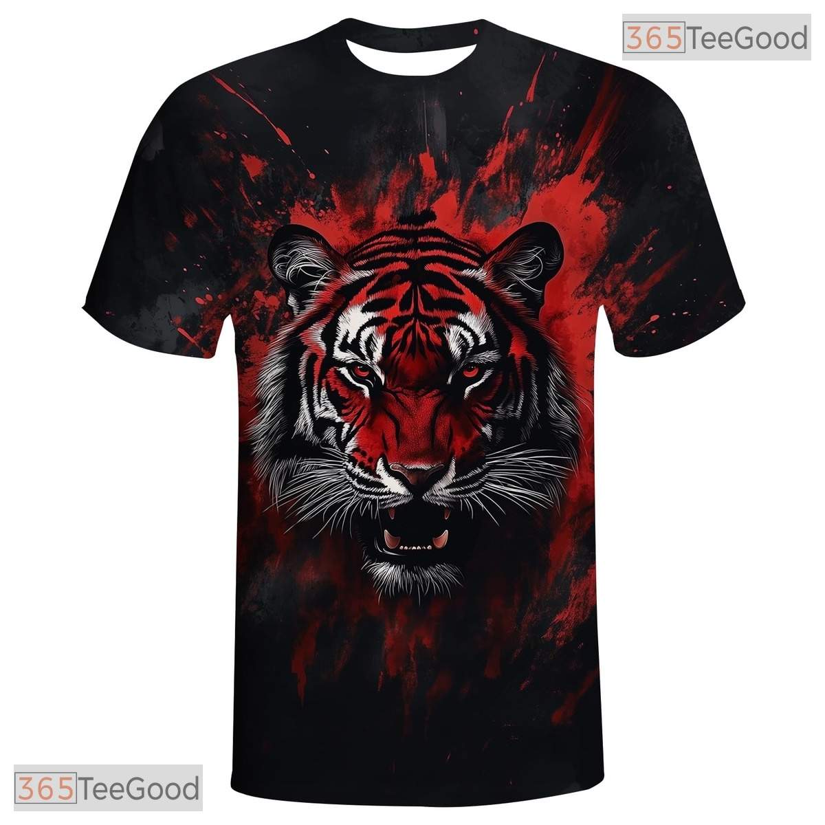 Fierce Red Tiger American Flag Eagle 3D Graphic Printed Casual Unisex T-Shirt Apparel