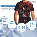 Fierce Red Tiger American Flag Eagle 3D Graphic Printed Casual Unisex T-Shirt Apparel