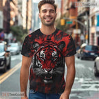 Fierce Red Tiger American Flag Eagle 3D Graphic Printed Casual Unisex T-Shirt Apparel