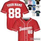 Red White Baseball Jersey Tee - Create Your Own with Custom Name, Number, and Logo