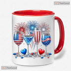 Red White Blue American Flag Patriotic 250th Anniversary 4th Of July Ceramic Accent Mug