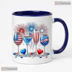 Red White Blue American Flag Patriotic 250th Anniversary 4th Of July Ceramic Accent Mug