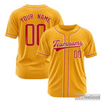 Red Yellow Baseball Jersey Tee for Men & Women - Personalized Player & Team Details