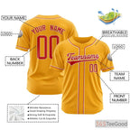 Red Yellow Baseball Jersey Tee for Men & Women - Personalized Player & Team Details
