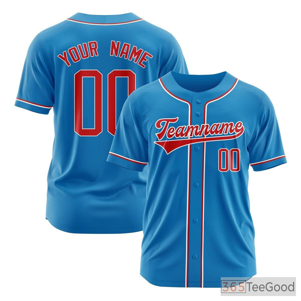 Red & Blue Baseball Jersey Tee for Men & Women – Your Personalized Team Details