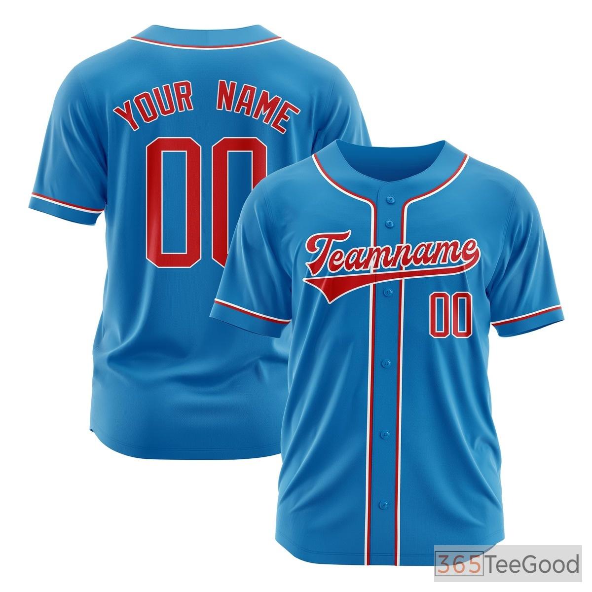 Red & Blue Baseball Jersey Tee for Men & Women – Your Personalized Team Details