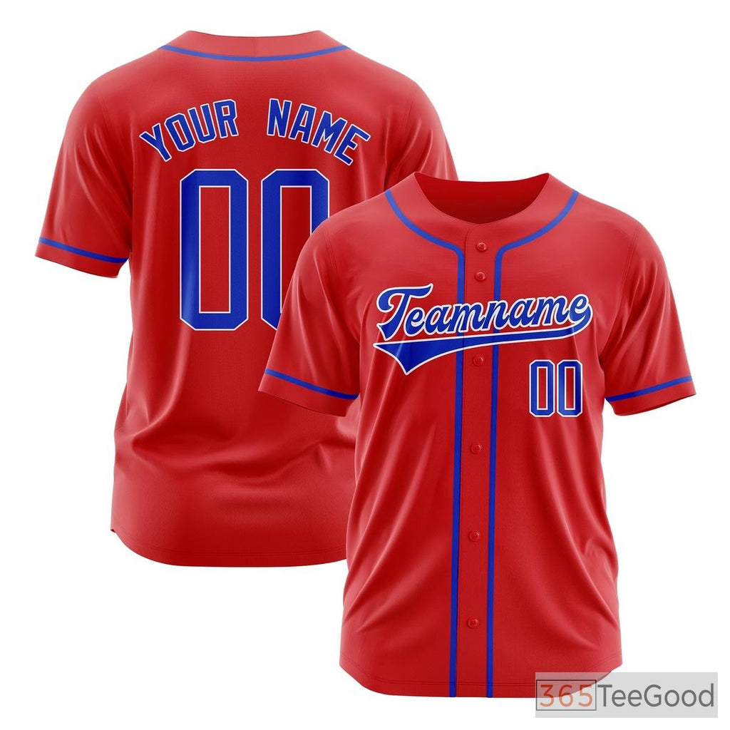 Red & Blue Baseball Jersey Tee for Men & Women – Customize Your Team Look