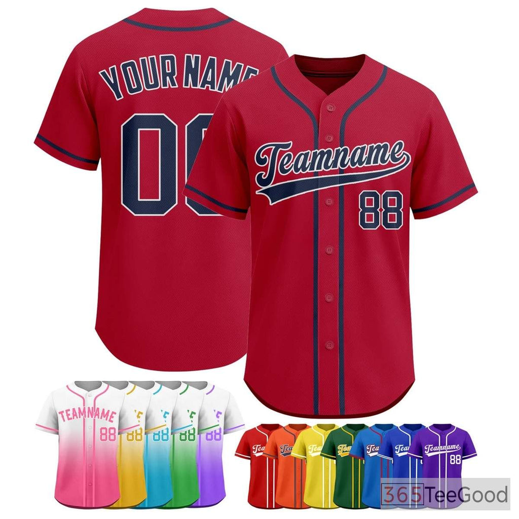 Red & Blue Baseball Jersey Tee for Men & Women - Ideal for custom team uniforms