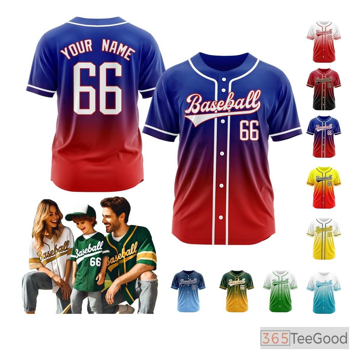 Red & Blue Baseball Jersey Tee for Men & Women - Design Your Stitched & Printed Look