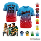 Red & Blue Baseball Jersey Tee for Men & Women - Design Your Own Stitched Design