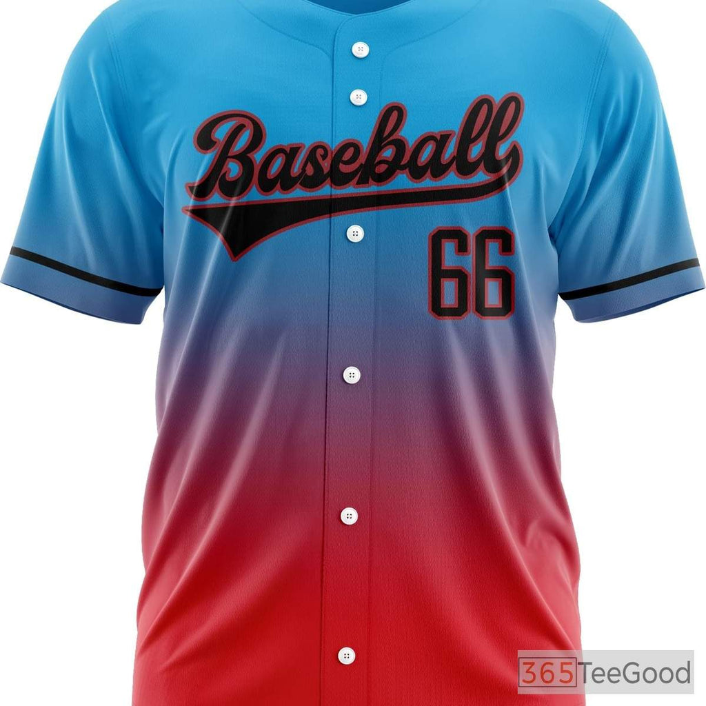 Red & Blue Baseball Jersey Tee for Men & Women - Design Your Own Stitched Design