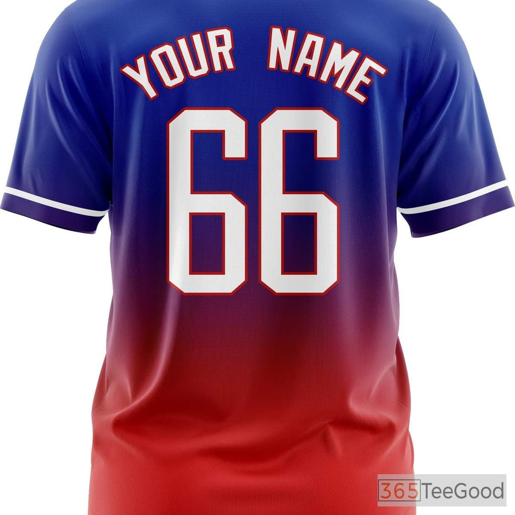 Red & Blue Baseball Jersey Tee for Men & Women - Design Your Stitched & Printed Look