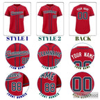 Red & Blue Baseball Jersey Tee for Men & Women - Ideal for custom team uniforms