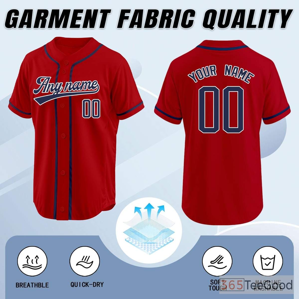 Red & Blue Baseball Jersey Tee for Men & Women - A versatile choice for active or casual wear